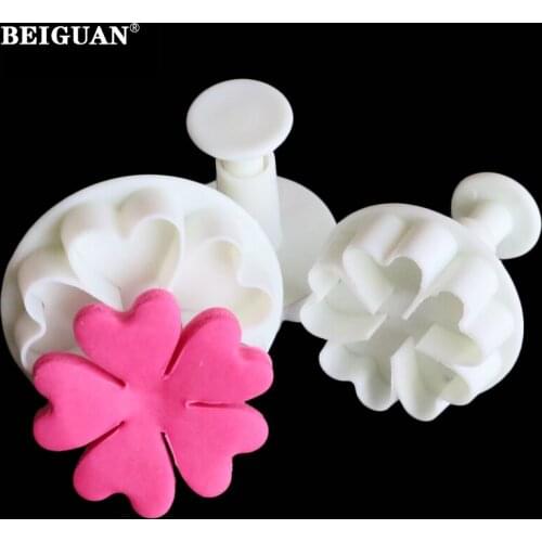 3Pcs Five leaves heart Cake Decorating Embossing Cutter Cake Mold Spring Cake Cookie Chocolate Jelly Baking Fondant