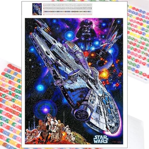 5D DIY Diamond Painting Star Wars Millennium Falcon Spaceship Cartoon Cross Stitch Embroidery Mosaic Square Round Handmade Home
