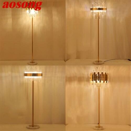 AOSONG Floor Lamps Light Contemporary LED Luxury Crystal Decorative For Home Living Room Bedroom