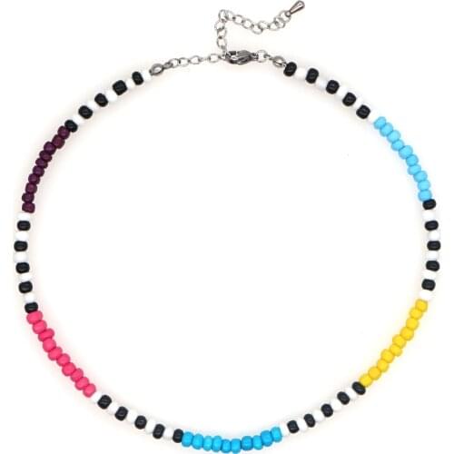 Go2Boho Beaded Choker For Women Simple Necklace Multicolor Beads Chokers Boho Jewelry Fashion Necklaces Stainless Steel Clasp