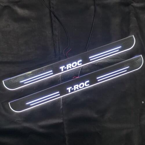 Car Door Sill Pedal LED Light For Volkswagen VW T-ROC 2018 2019 2020 2021 Welcome Scuff Plate Pathway Moving Lamp