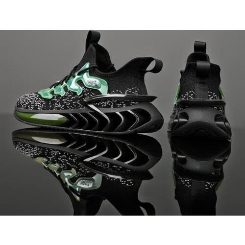 Reflective Blade Running Shoes for Men Breathable Mesh Sneakers No-slip Shock Absorption Outdoor Sports Jogging Fitness Shoes