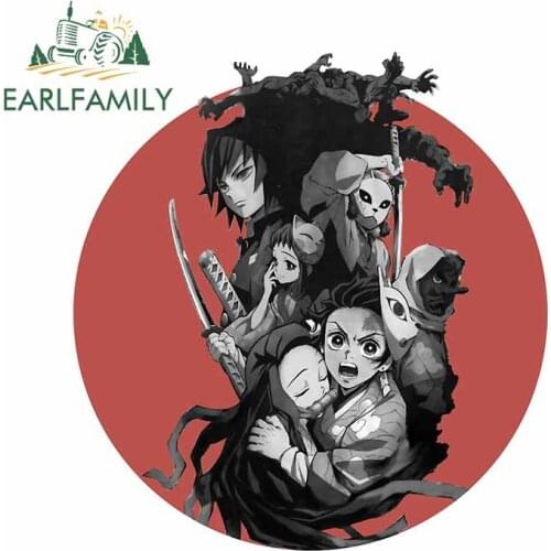 EARLFAMILY 13cm x 12cm Anime Car Stickers and Decals for Demon Slayer Vinyl Decal JDM Air Conditioner Refrigerator Decoration