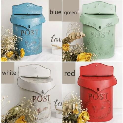 French mailbox villa gardening outdoor embossed letter box retro pastoral art flower shop cafe wall hanging decoration with lock