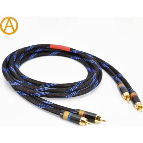 HiFi RCA Audio Cable HiFi 4N OFC RCA Interconnect Audio Cable Male To Male For Preamp Amplifier Self-Locking RCA Plug