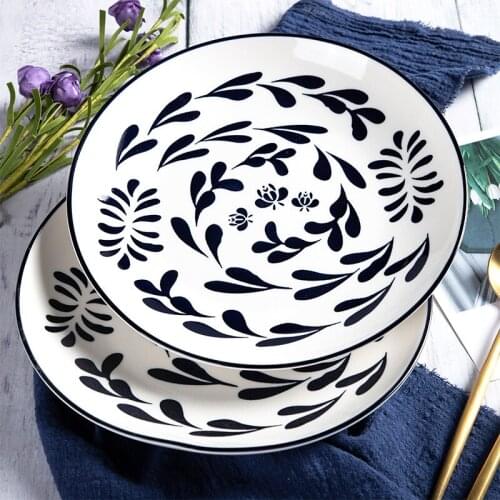 10 Inch Ceramic Sakura Plate Restaurant Supplies Japanese Personality Creativity Dish Household Round Steak Plates Tableware
