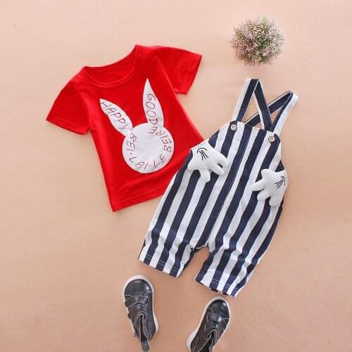 Baby Summer Clothing Set Kids Boy Girls Outfits for Toddler Cartoon Clothing Fashion Cottoon T-shirt+bib Shorts 2pcs