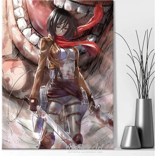 Mikasa Ackerman Attack on Titan Anime Manga Canvas Painting Wall Art Poster Print Picture Living Room Decoration Home Decor