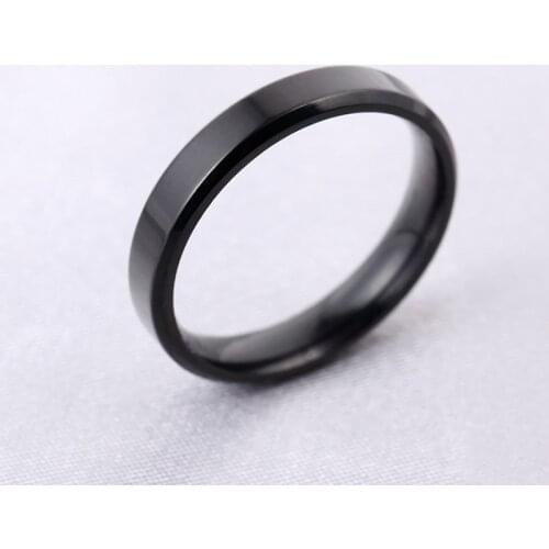 MANGOPIE4mm Bright Polish Black Titanium Ring For Men and Women