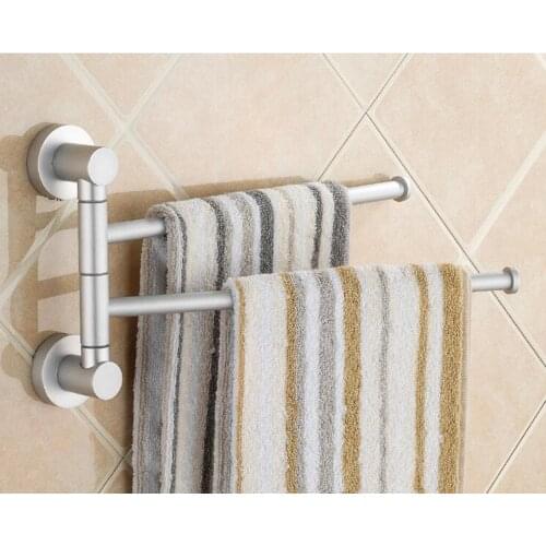 Wall Mounted Space Aluminum Rotating Towel Rack Clothes Holder for Bathroom Bedroom Kitchen Living Room