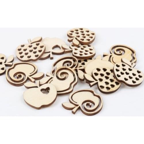 Natual Wooden Apple Pattern Scrapbooking Art Collection Craft for Handmade Accessory Sewing Home Decoration 30mm 20pcs MZ171