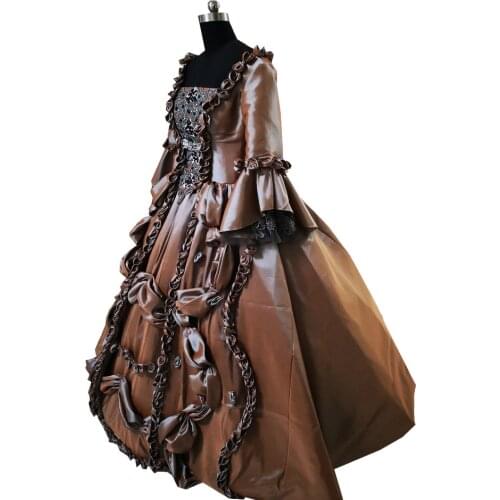 2020 New brown Vintage costumes 18th Duchess Retro medieval Renaissance Reenactment Theatre Civil war Victorian dress D-523