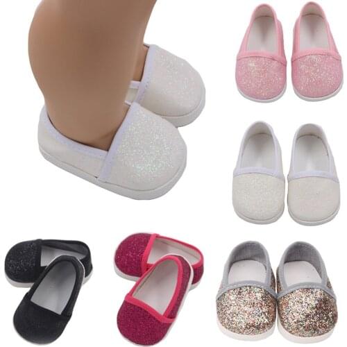New Arrival 7cm Shoes 18 inch Height Girl Doll Shoes White Black Pink Red Shoes for 43cm Born Baby Dolls Accessories