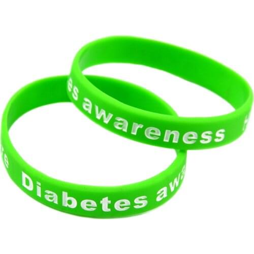 OBH 50PCS Diabetes Awareness Hope is in A Cure Silicone Bracelet Red Green Black Adult Size