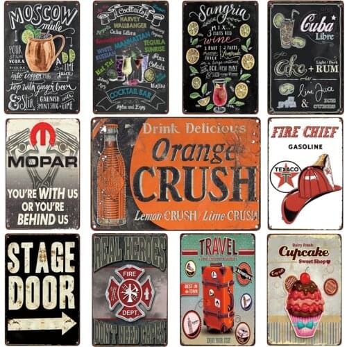 Drink Cake Tin Sign Metal Plaque Kitchen Cake Flower Direction Indicator Sign Vintage Metal Painting Home Decor Art Poster