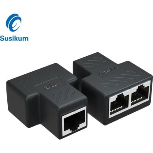 2 Pieces Ethernet Female Splitter Adapter Connector 1 To 2 Cat5 RJ45 Splitter Coupler For CCTV IP Camera System