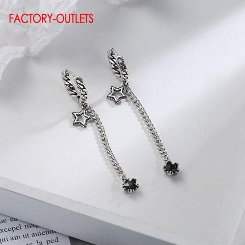 Newest Fashion Design Dangle Earrings For Women 925 Sterling Silver Stars Pattern Design Shiny CZ Crystal Fashion Jewelry Bijoux