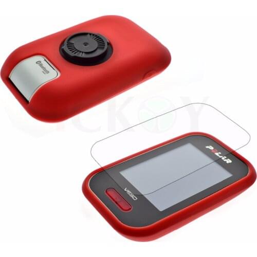 Outdoor Cycling Silicone Rubber Protect Red Case + LCD Screen Film Protector For Polar V650 GPS Accessories