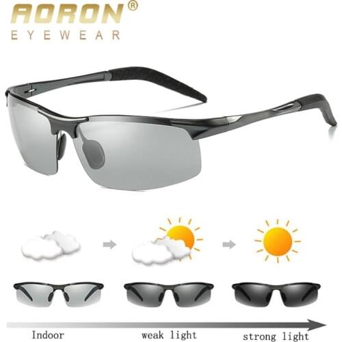 AORON Men Photochromic Polarized Sunglasses Aluminum Frame UV400 Sun Glasses Male Eyewear Driving Goggles