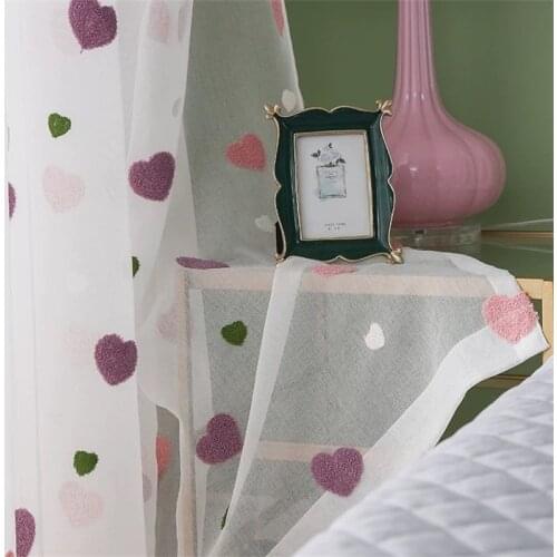 Modern Children Cartoon 3D Heart Tulle Curtains For Girls Bedroom Sheer Curtain Finished For Living Room Custom Panel X521#4