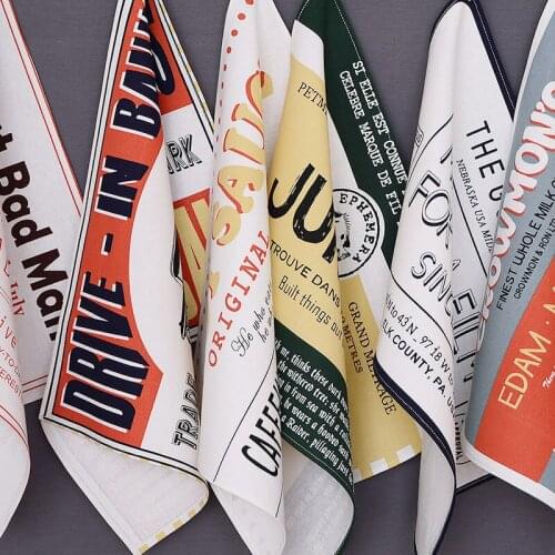 American Style Vintange Retro Letter Print cotton cloth mats pads rectangle placemats doilies table decoration accessories Sizes