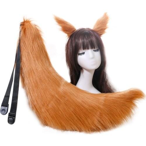 Japane Women Girls Sexy Lovely Plush Cat Ears Fox Headband Furry Fox Tail Anime Cosplay Props Lolita Accessories