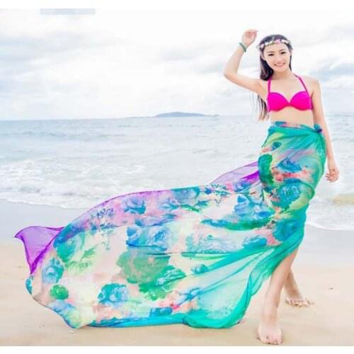 Spring and autumn new long chiffon scarves women sunscreen beach towel scarves big Wraps women accessories F0185