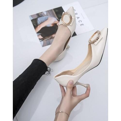 Spring Autumn Women High Heels Official Female Shoes Women Pumps Solid Pointed Ladies Wedding Shoes Elegant Shoes U14-29