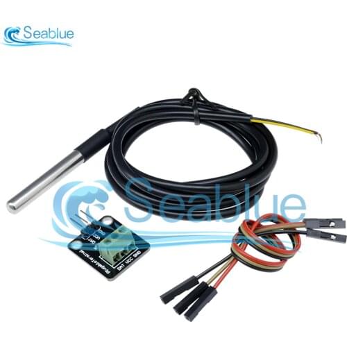 1Set DS18B20 Digital Sensor Temperature Sensor Module 100CM Waterproof Cable Stainless Steel Probe Terminal Adapter For Arduino
