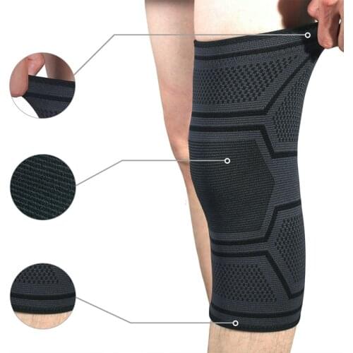 1 Pc New Silicone Non-Slip Sports Knee Pads Basketball Running Fitness Knitted Knee Brace Support Outdoor Recovery Kneepad 2021