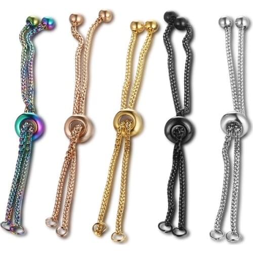 20pcs/lot Adjustable Stainless Steel Box Chain Slider/Slide Extender Chain For Jewelry Necklace Bracelet Accessory 5 Color