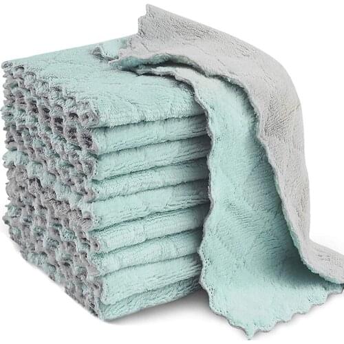 20 Pack Kitchen Dish Cloth, Absorbent Microfiber Cleaning Cloth for Cleaning Dishes, Kitchen, Bathroom(Gray & Green)