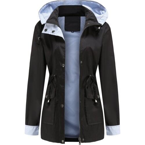 2021 Women Long Rain Jacket Outdoor Hoodie Raincoat Impermeable Windproof Overcoat Long Coat Jackets Plus Size Windbreaker