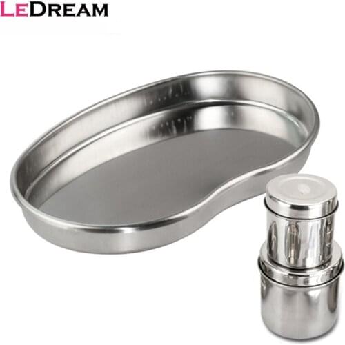 3pcs/lot Stainless Steel Kidney Shaped Sterilized Medical Dental Surgical Cosmetic Makeup Tray Jar Pot Container Bottle Tool Set