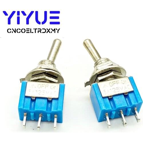 5pcs/lot Mini MTS-103 3-Pin SP3T ON-OFF-ON 6A 125V 3A250VAC Toggle Switches Good Quality