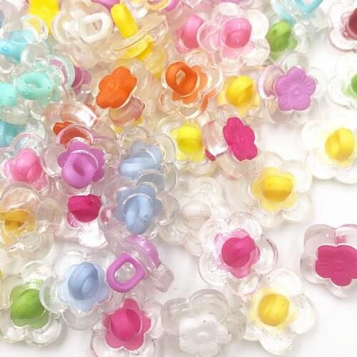 50 pcs mixed flowers rod plastic buttons childrens clothing sewing DIY crafts PT347