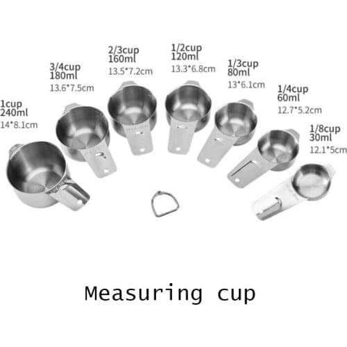 6/7Pcs Measuring Spoon & Measuring Cups Stainless Steel Baking Tools Set Scale Kitchen Cooking Accessories
