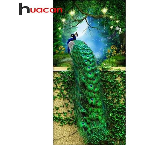 Huacan Diamond Embroidery Peacock 5D Diamond Painting Animals Mosaic Cross Stitch Paintings For Interior Home Decoration