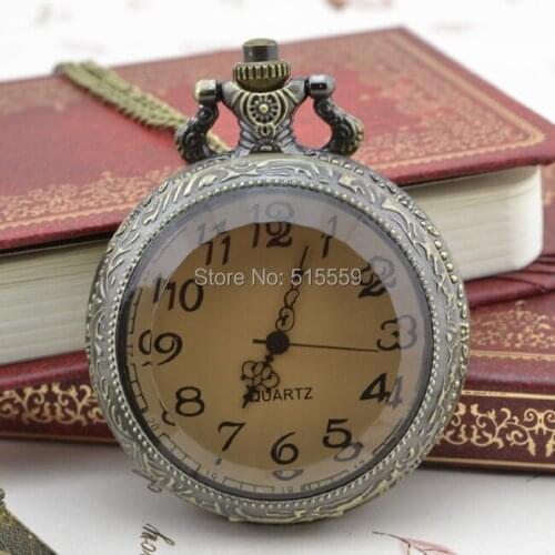 DHL Free Shipping 50pcs/lot Real Retro Brown Pocket Watch Top Quality Watch Necklace Gift Watch Factory Wholesale