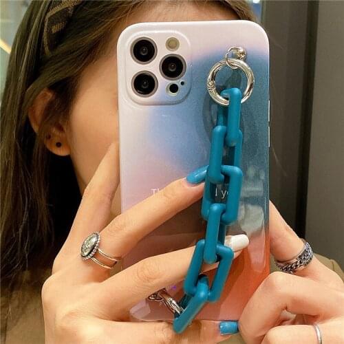 For iPhFor iPhone 11 12 pro XS Max case antique wristband Cover Morandi color glitter Iphone 7 8 plus half pack phone case