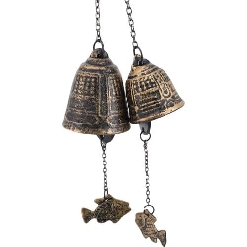 Cast Iron Ancient Bell Fish Pendant Metal Wind Chime Birthday Gift Home Decoration Room Pendant