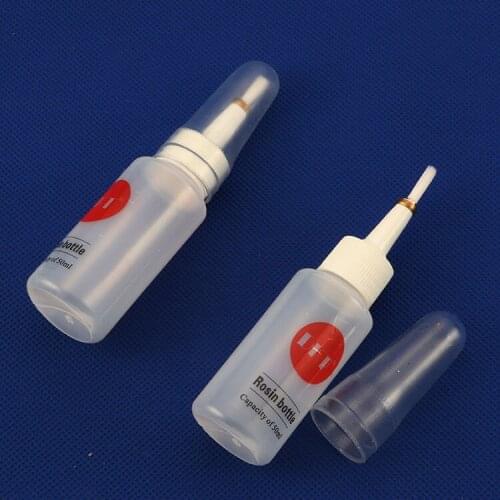 FEPRLO 10pcs/lot 50ML ELMECH rosin bottles fur brush with hair glue pot rosin flux bottles of alcohol Flux Bottle