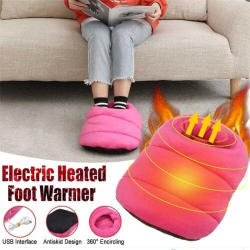 USB Rechargeable Heated Slippers Foot-warmers Washable Electric Heating Foot Warmer Pad for Adults Men and Women Gift