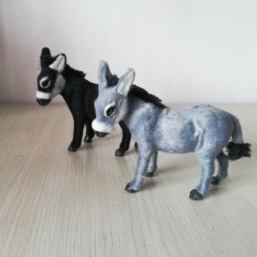 Real life toy about 13x11cm donkey hard model plastic&furs donkey prop,home desk decoration toy Christmas gift b3883