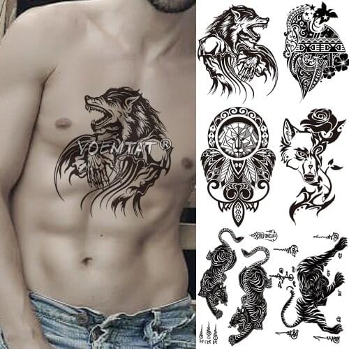 Yin Yang Lion Dragon Totem Waterproof Temporary Tatto Sticker Maori warrior Flash Tattoo Body Art Arm Fake Sleeve tatoo