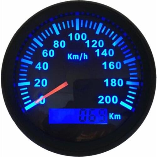 Pack of 1 0-200km/h GPS Speedometer 85mm Devices Sus316L Bezel Speed Gauges with Blue Backlight for Car Truck Boat RV Motorcycle