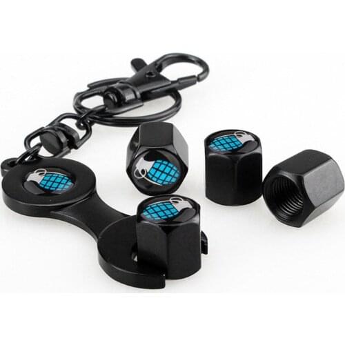 Wrench Keychain + 4Pcs For Porsche Cayenne Panamera Cayman Anti-theft And Dustproof Moto Bicycle Valve Caps Wheel Tires Parts