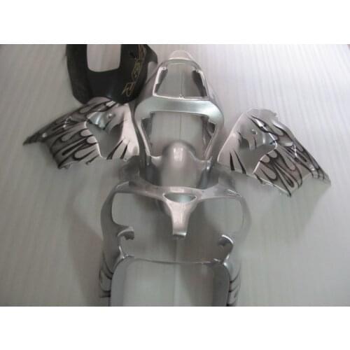 Custom painted Fairing kits for Kawasaki ZX 9R 2002 2003 NINJA zx9r 02 03 black flames in silver motorcycle fairings kit NZ10