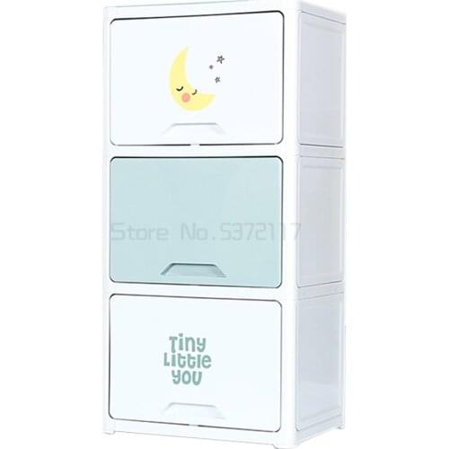 Creative childrens storage cabinet plastic wardrobe storage cabinet crevice simple snack flip storage cabinet lattice cabinet