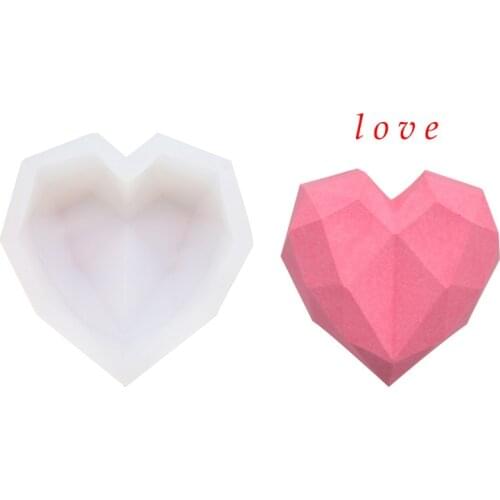 DIY Baking Utensils New Geometric Love Shape Fondant Chocolate Cake Mold Aromatherapy Plaster Silicone Mold